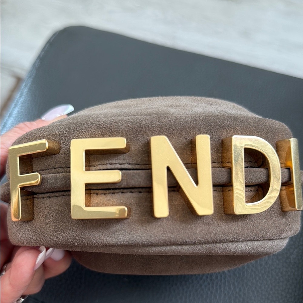 Fendi Brown Suede Belt Bag with Gold Logo